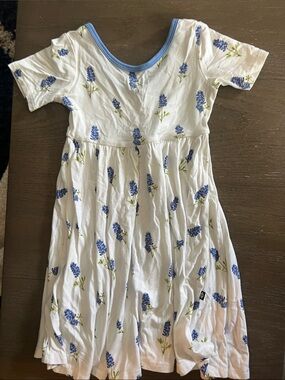 Kyte BABY White Dress with Blue Lavender Print
